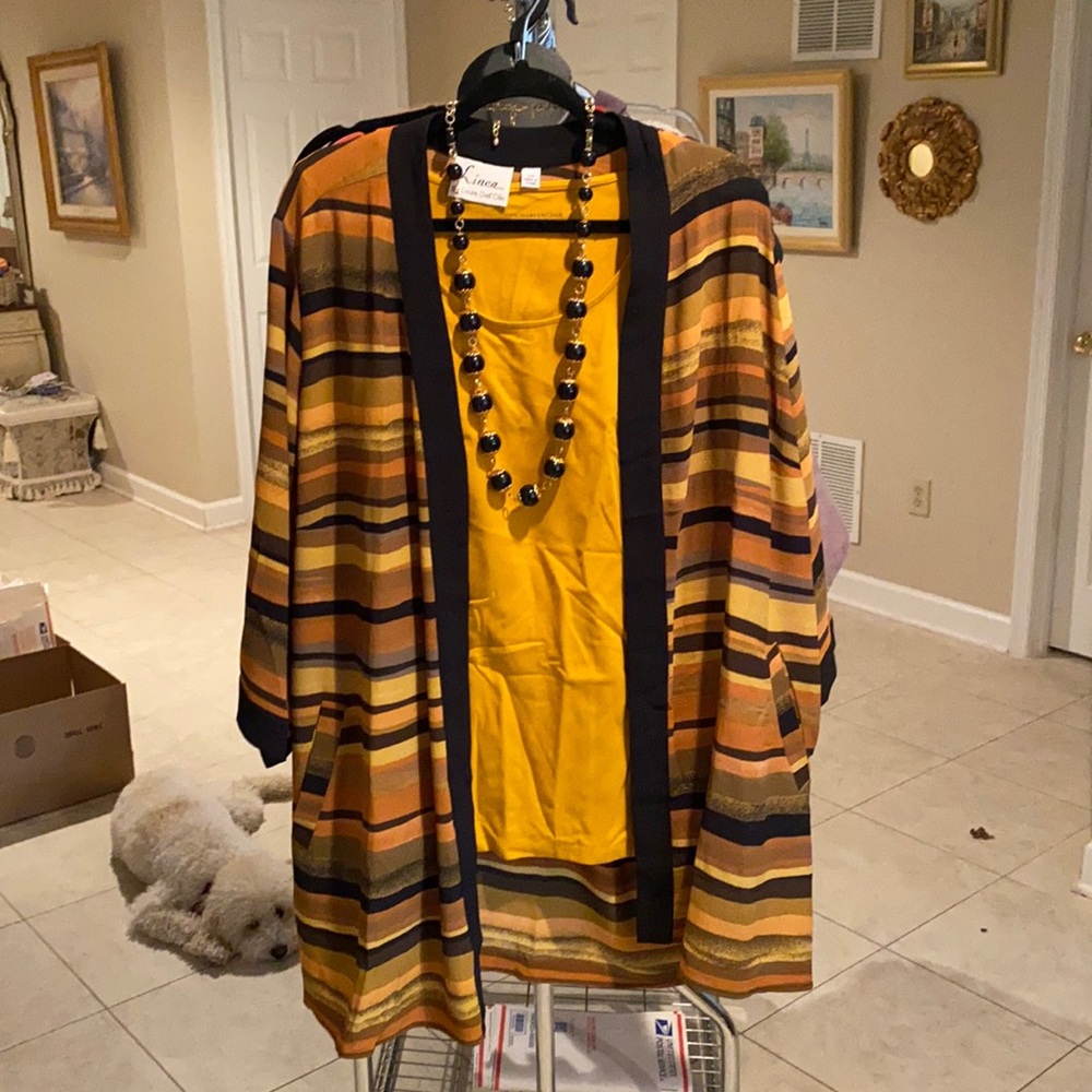 Boutique cardigan, necklace and tank L11